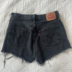 Levi 501 black denim shorts
